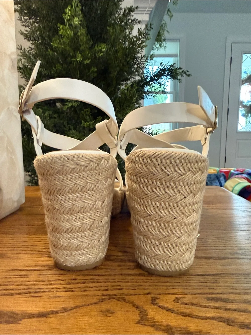 White Strappy Platform Wedge Sandals